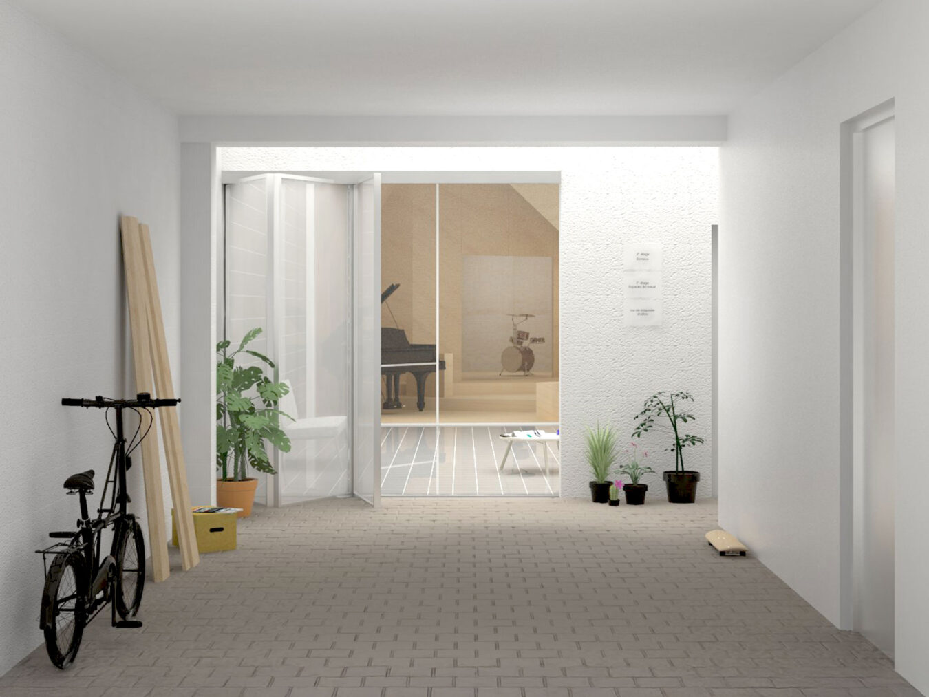 image . transformation en bureaux et atelier de musique · Paris [ études · 2018 ] © mbl architectes