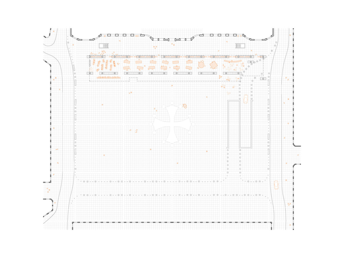 plan 1:1000 . pavillon et scénographie Toulouse 2030 [ 2018 ] © mbl architectes + © T/E/S/S atelier [ ingénieur·es ]