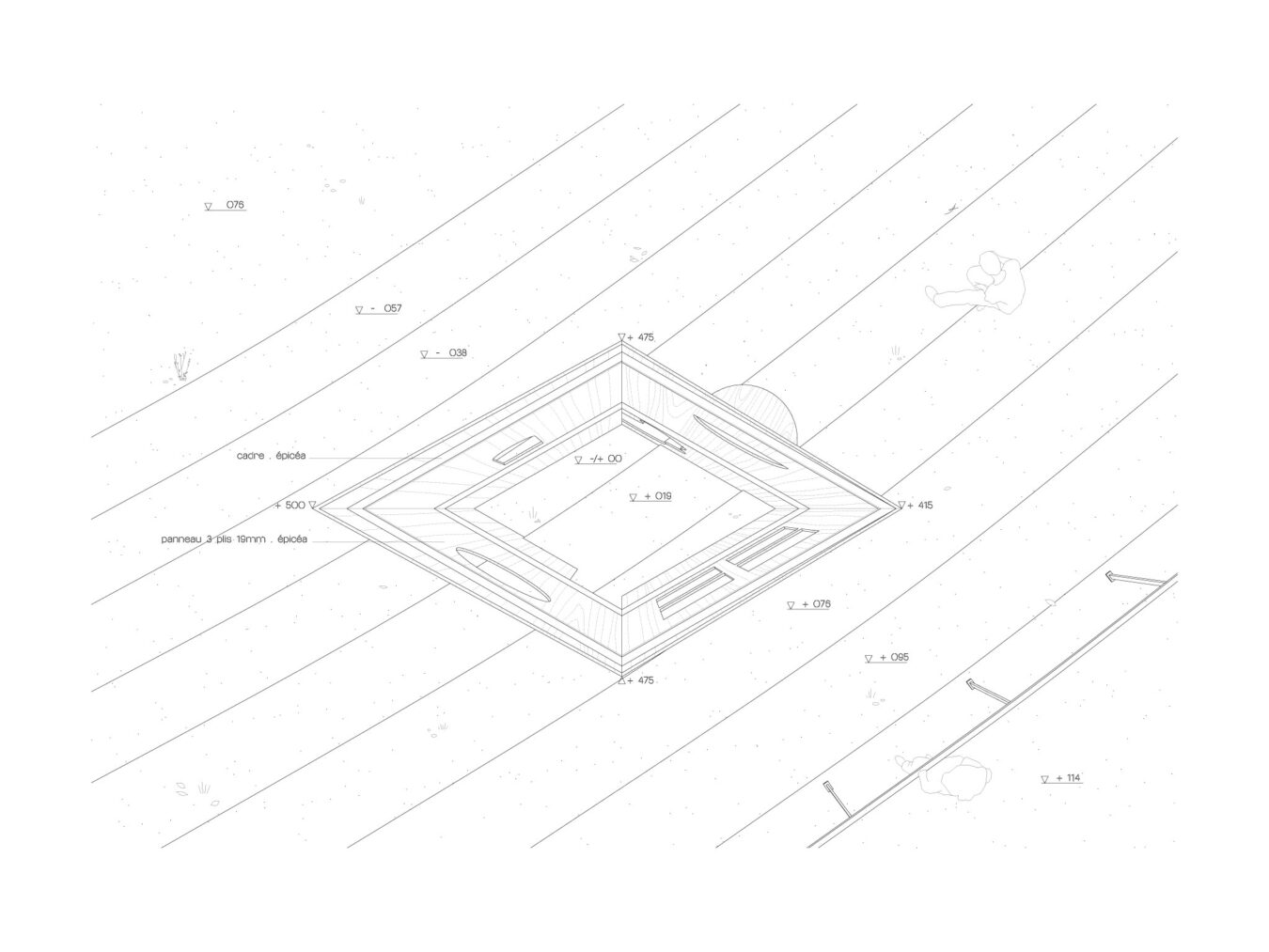 plan perspectif . pavillon Foly for a Song [ 2017 ] © mbl architectes