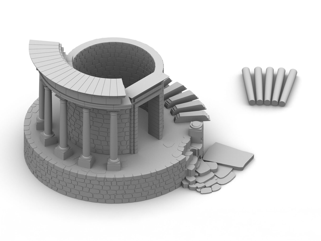 modélisation de 20 projets . impression 3D . exposition Miscellaneous Follies, KANAL - Centre Pompidou [ 2019 ]