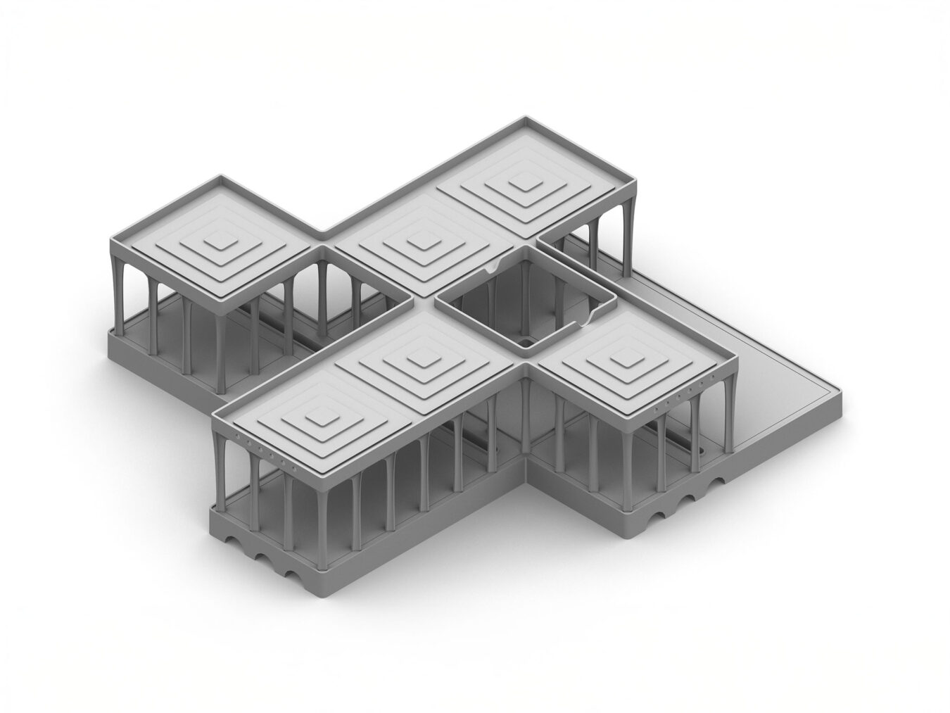 modélisation de 20 projets . impression 3D . exposition Miscellaneous Follies, KANAL - Centre Pompidou [ 2019 ]
