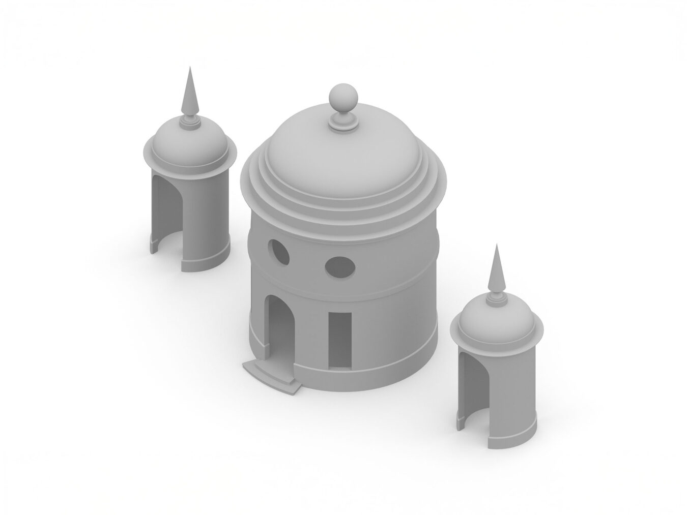 modélisation de 20 projets . impression 3D . exposition Miscellaneous Follies, KANAL - Centre Pompidou [ 2019 ]