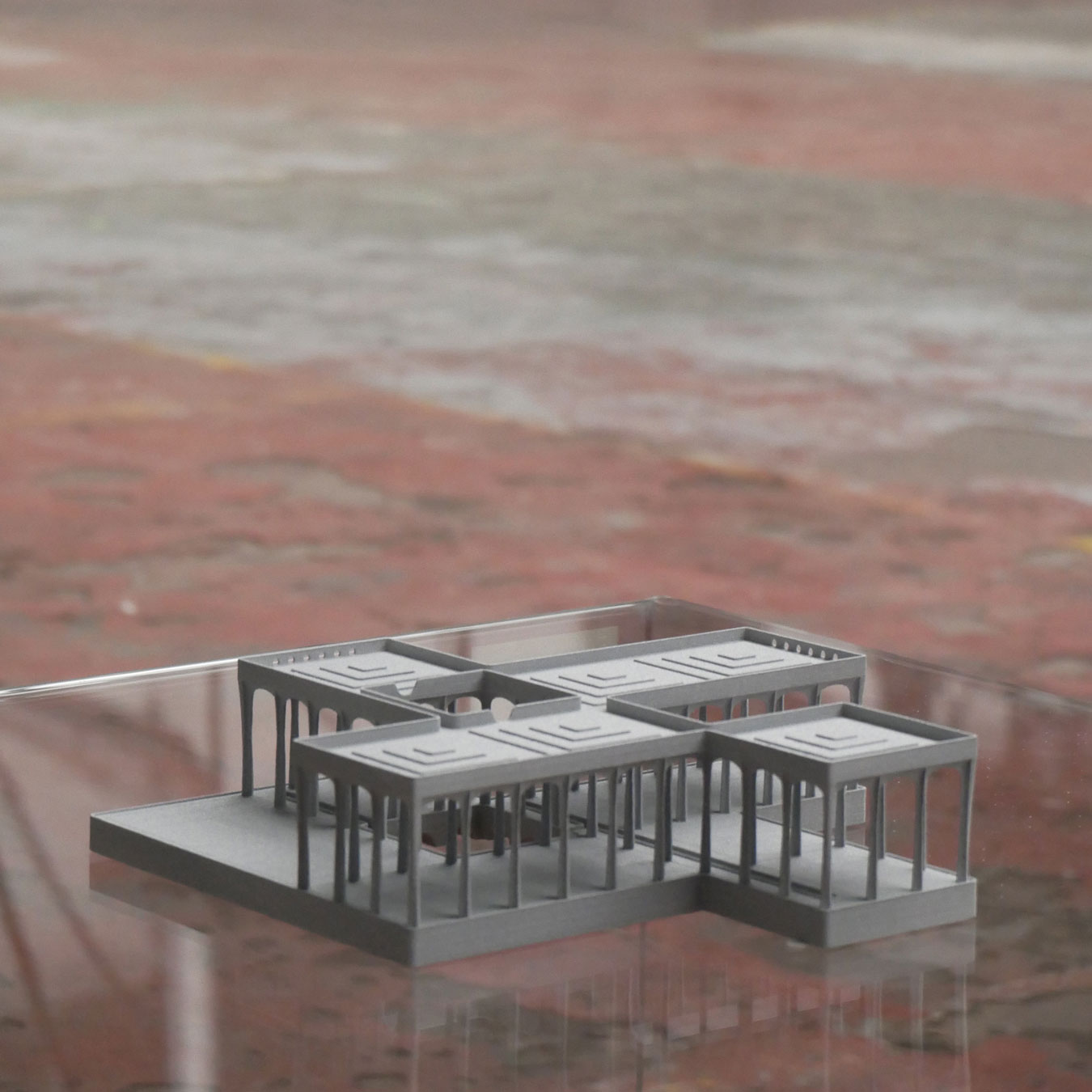 maquette . impression 3D . Pavilion in the pond © Philip Johnson [ 1946 ] dans le cadre de l'exposition Miscellaneous Folies, KANAL - Centre Pompidou [ 2018 ]
