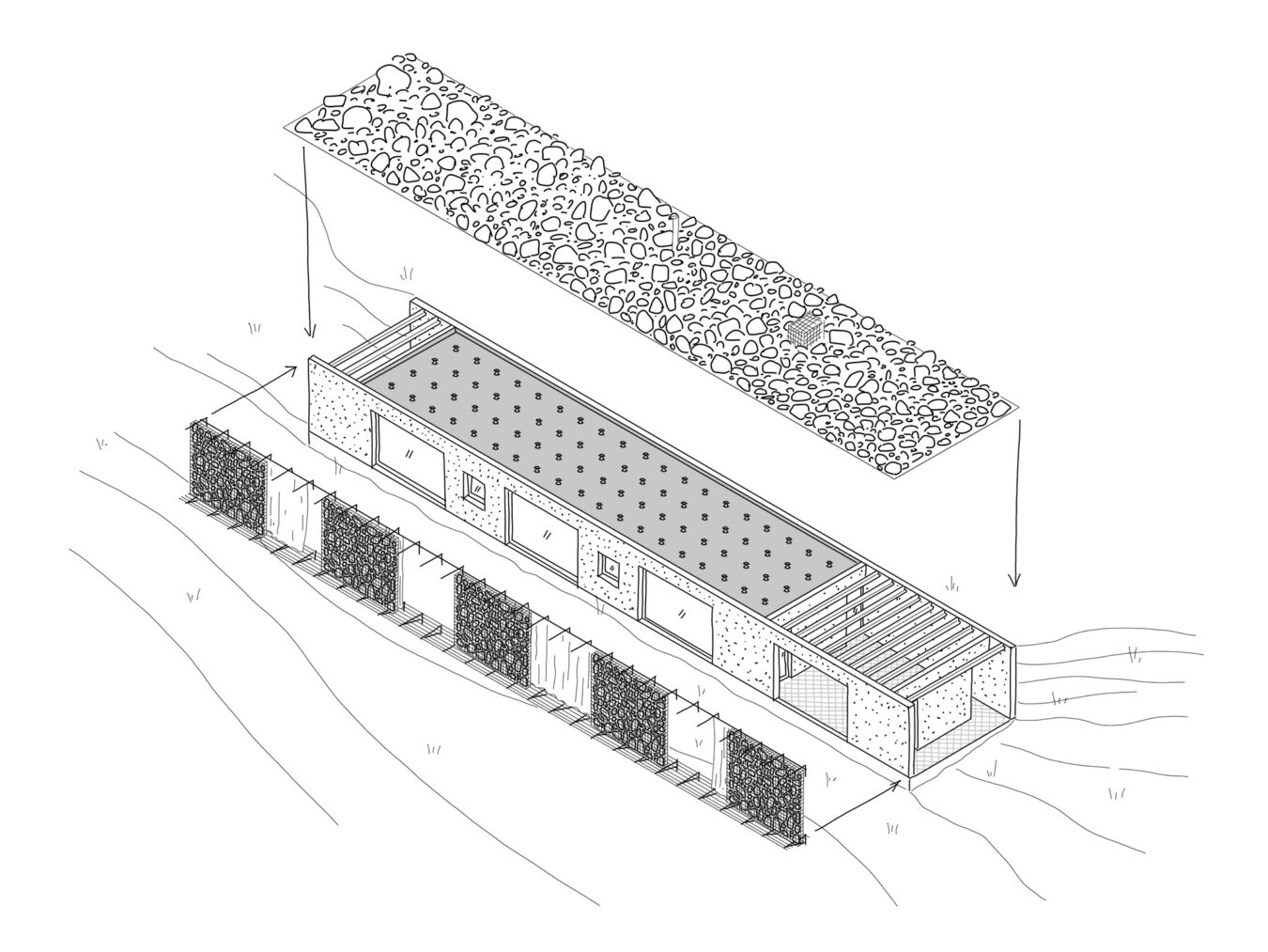 axonométrie didactique . maison individuelle neuve · Mayrac © mbl architectes [ 2022 ]