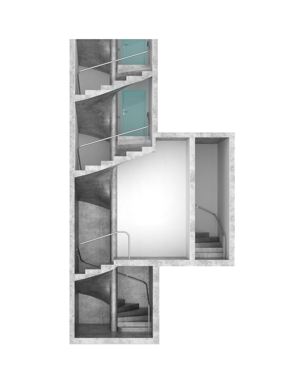image . détail des cages d'escalier . lot A11 · ZAC du faubourg Malepère · Toulouse [ 2019 - 2024 ] © Scalène architectes + © mbl architectes