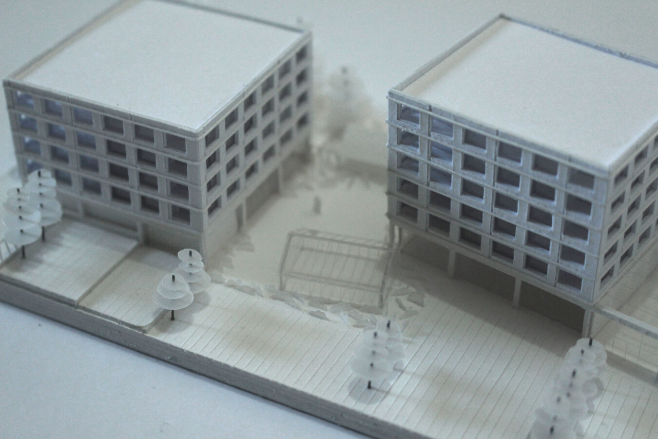 maquette de concours Oppidéa [ projet lauréat, livré en 2024 ] , maquette 1:500, © Scalène architectes + © mbl architectes [ 2019 ]