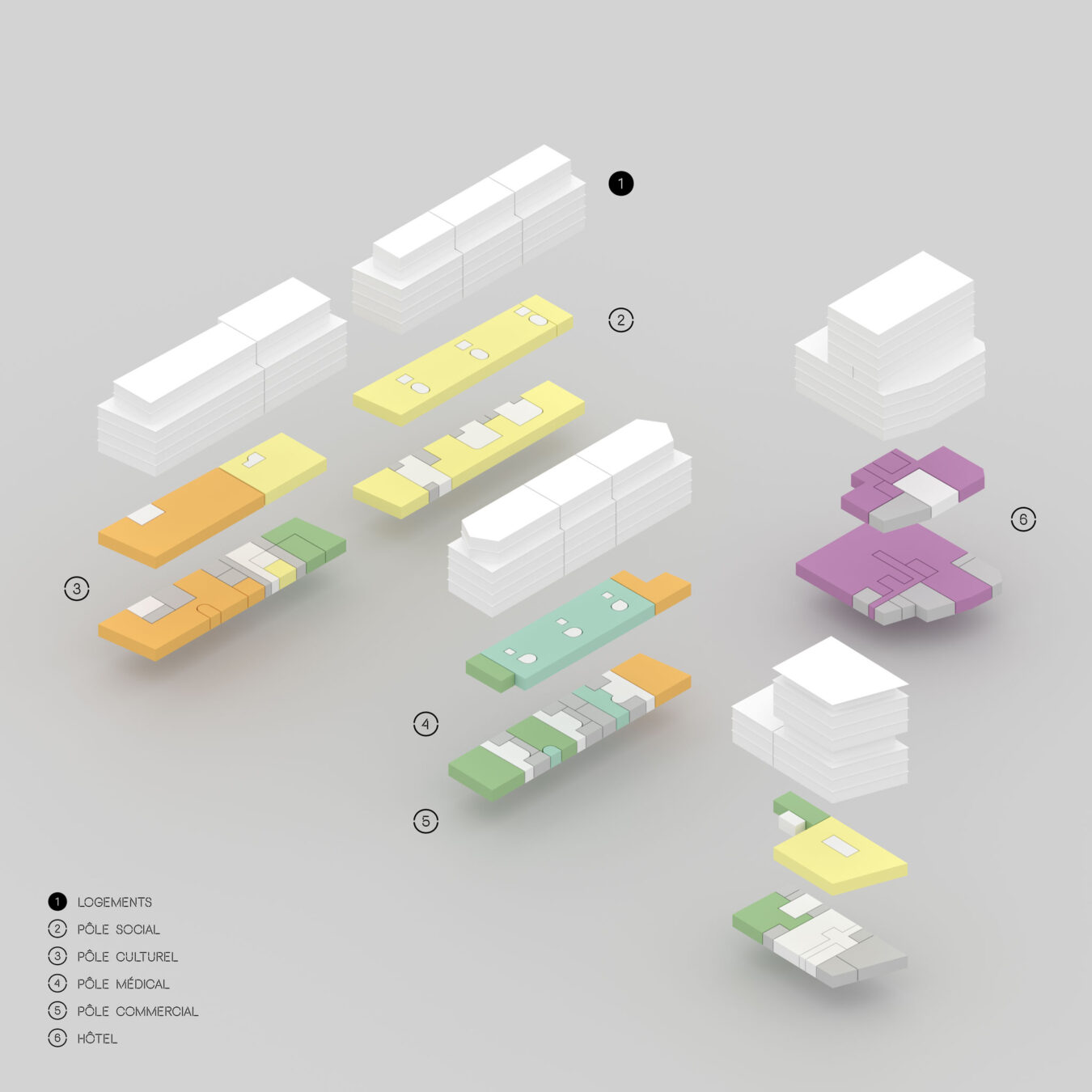 diagramme . îlot Lyon · ZAC du Grand Matabiau © Lina Ghotmeh Architecture + © mbl architectes + © Buzzo Spinelli + © Bond Society + © crypto architectes + © D'une Ville A L'autre © Atelier Franck Boutté [ concours · 2022 ]