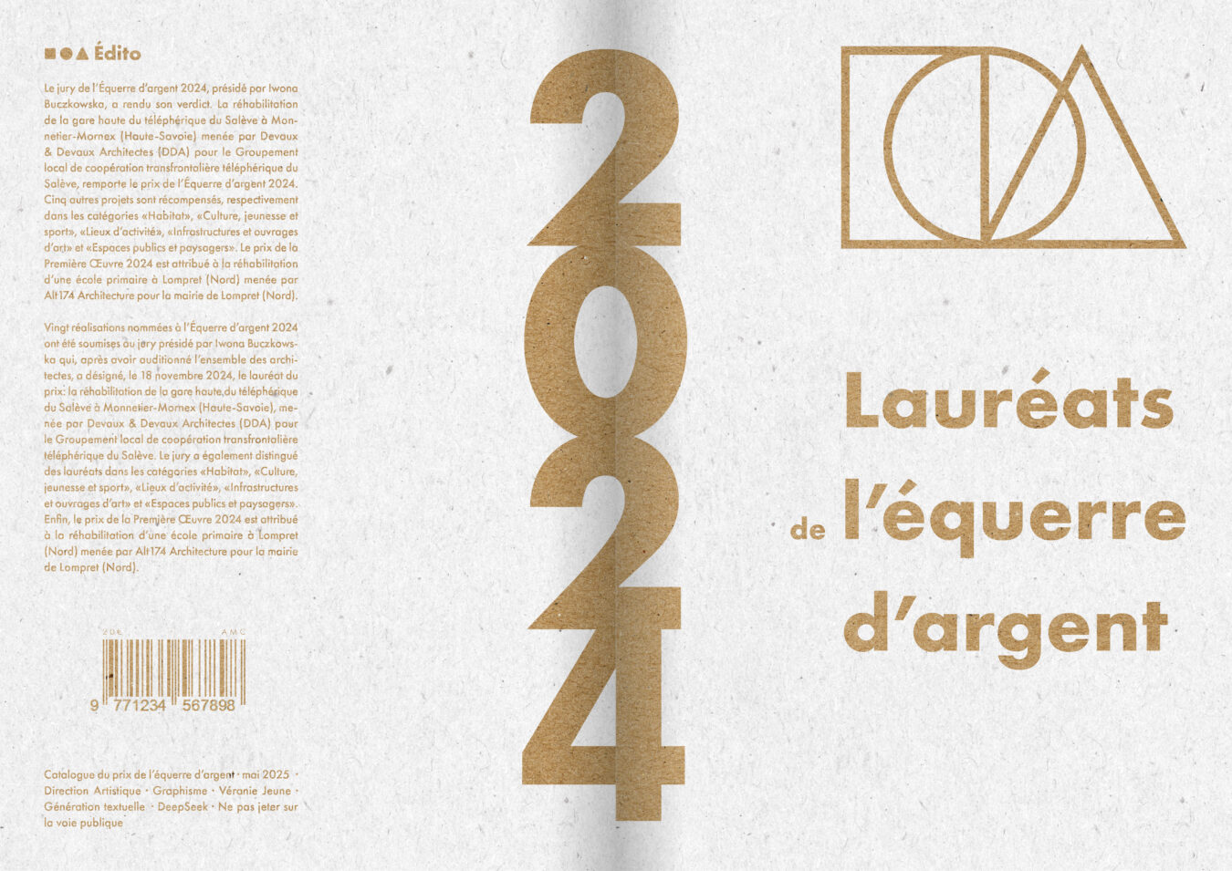 projet fictif . catalogue du prix Equerre d'Argent 2024 . conception et exécution éditoriale