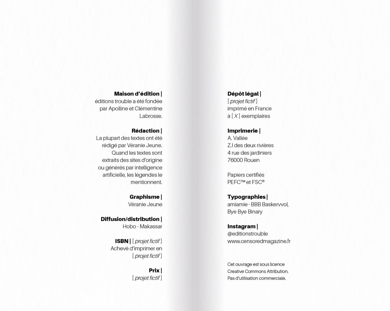 projet fictif . La typographie comme outil militant, aux éditions trouble . conception et exécution éditoriale . 2025